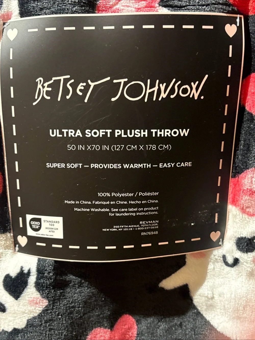 Betsey Johnson Halloween Ghost Skull Vampire Lips Plush Throw Blanket 50x70
